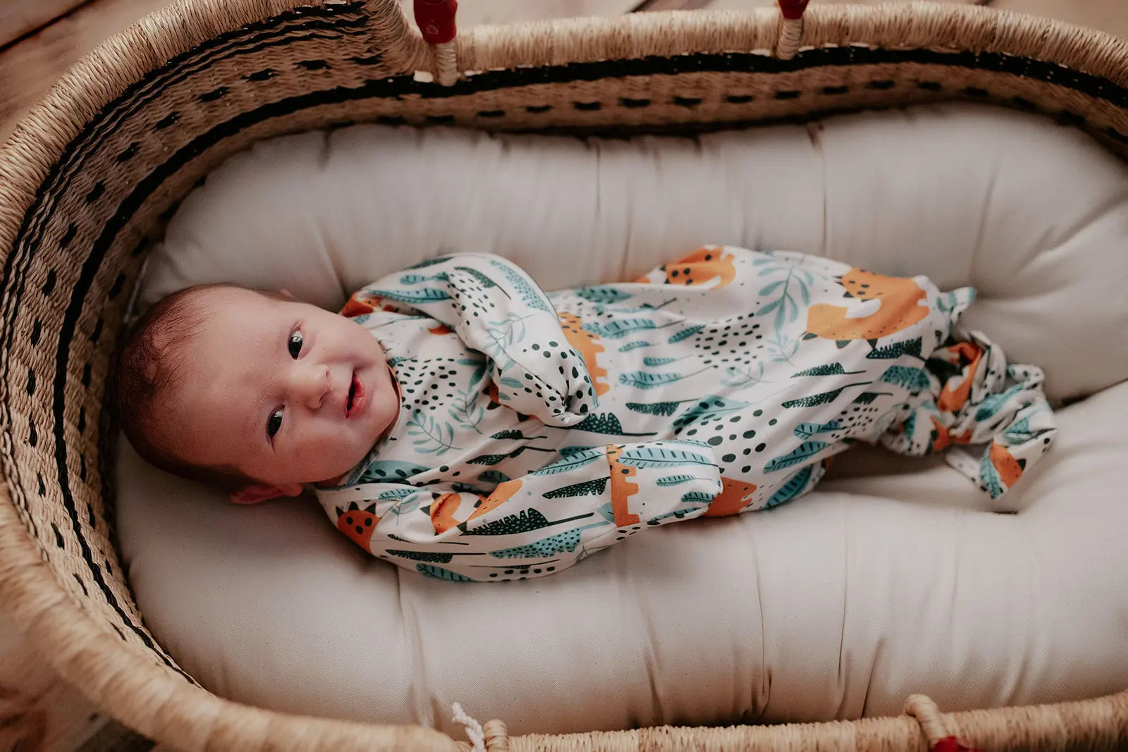 Dinosaur Themed Newborn Knotted Gown Three Little Tots