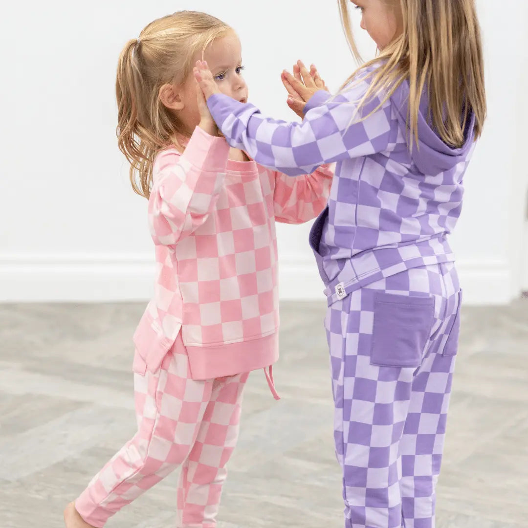 Checker Crew Neck Jogger Set