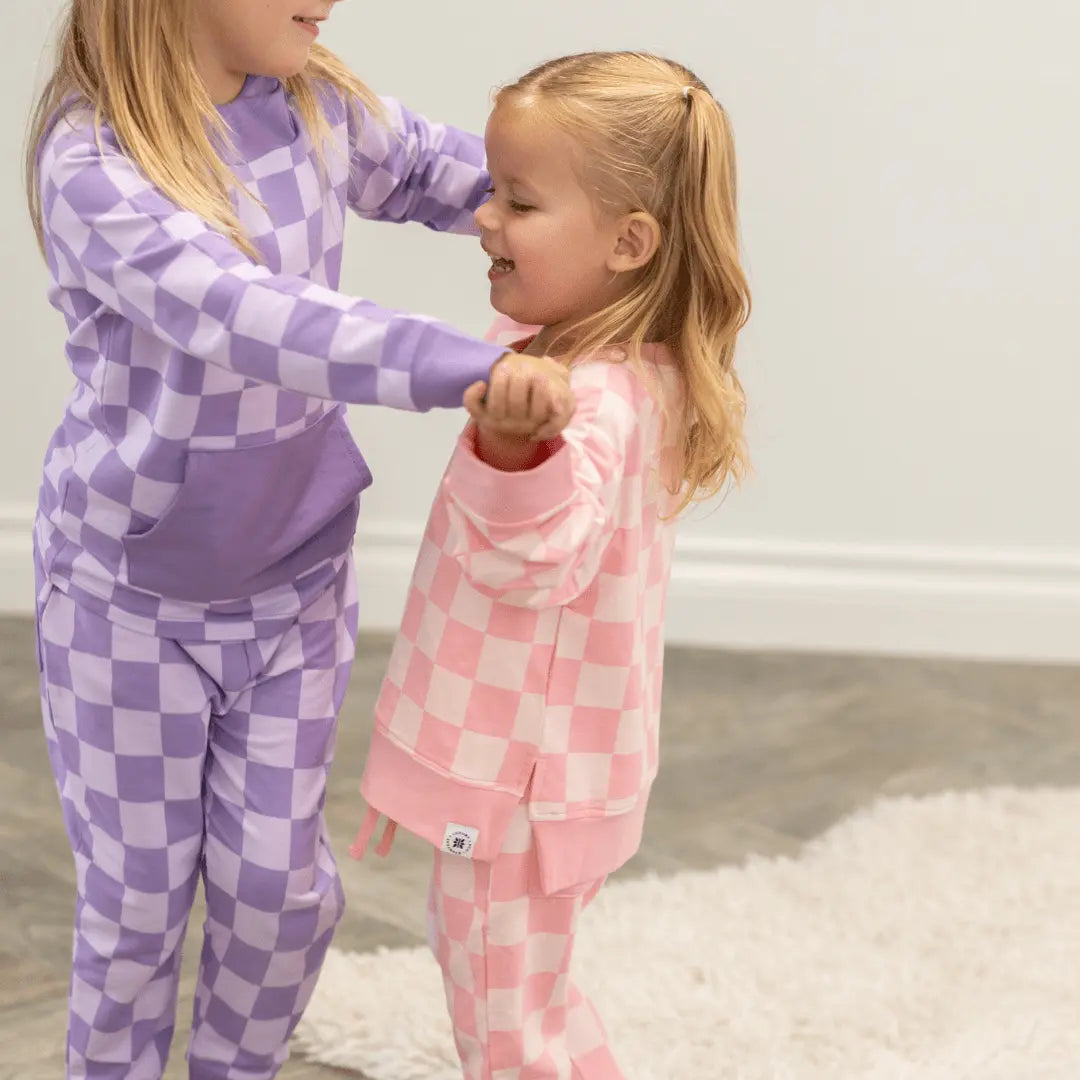 Checker Crew Neck Jogger Set