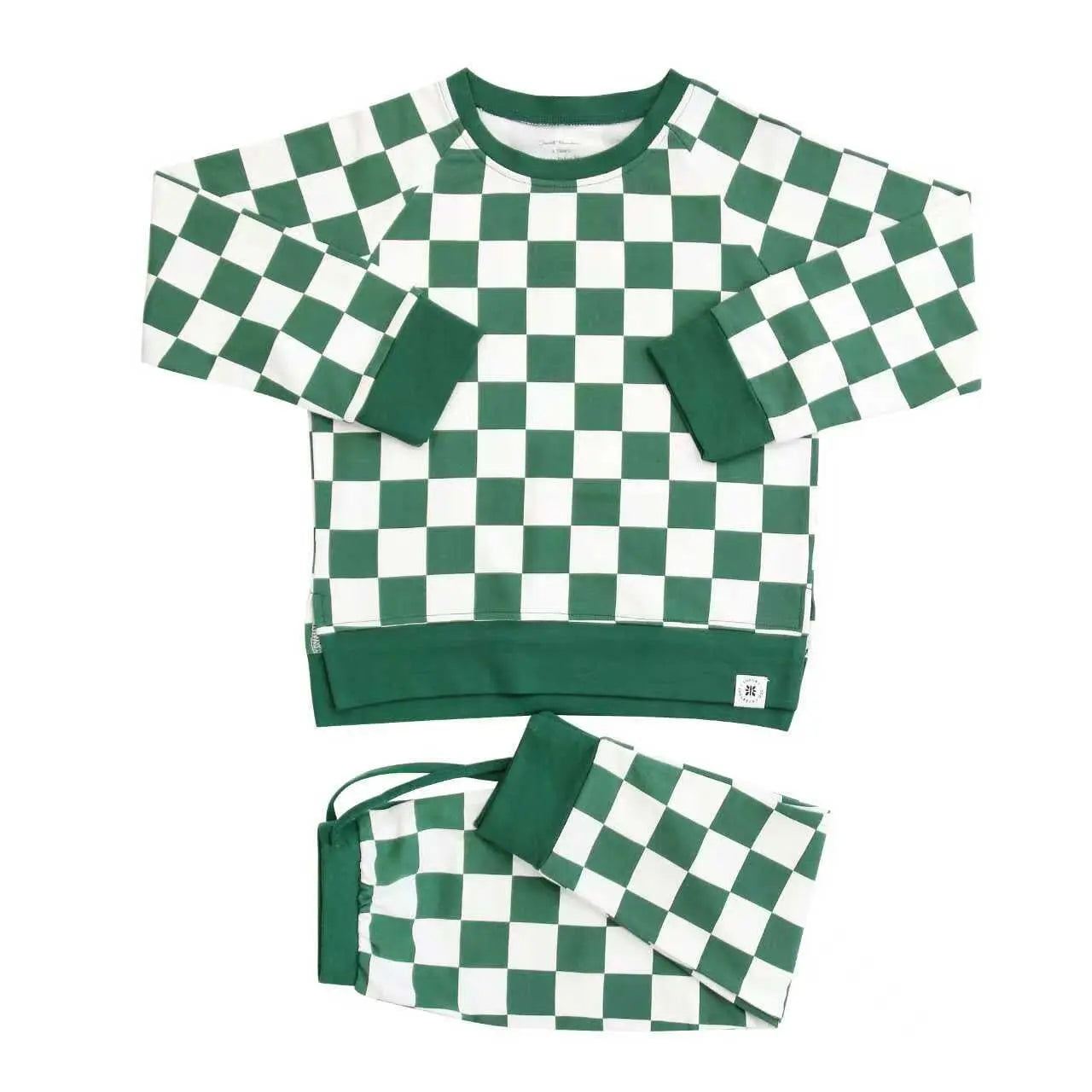 Checker Crew Neck Jogger Set