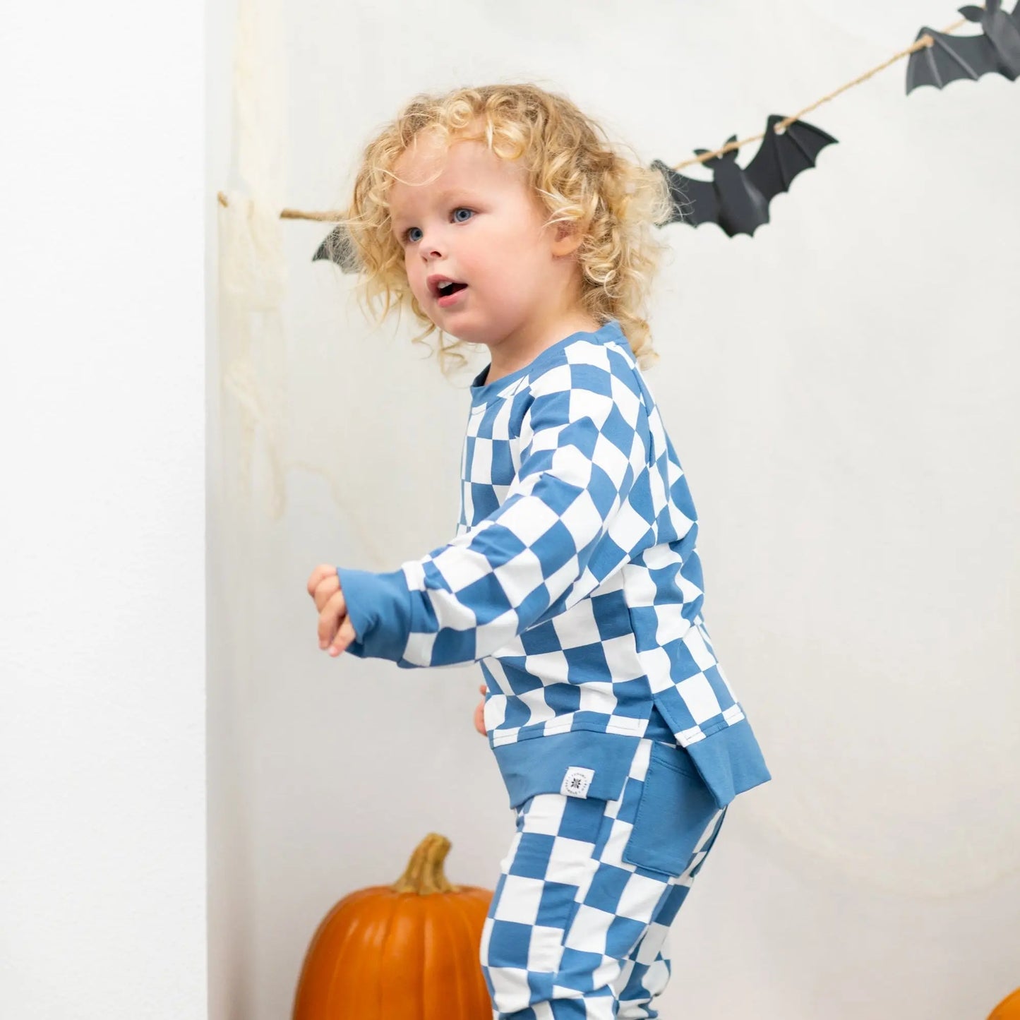Checker Crew Neck Jogger Set
