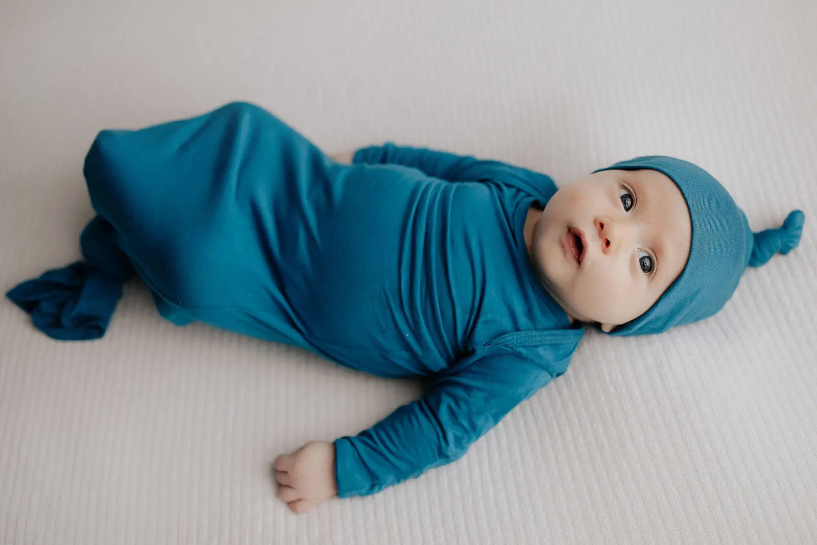 Blue Knotted Newborn Baby Gown Three Little Tots