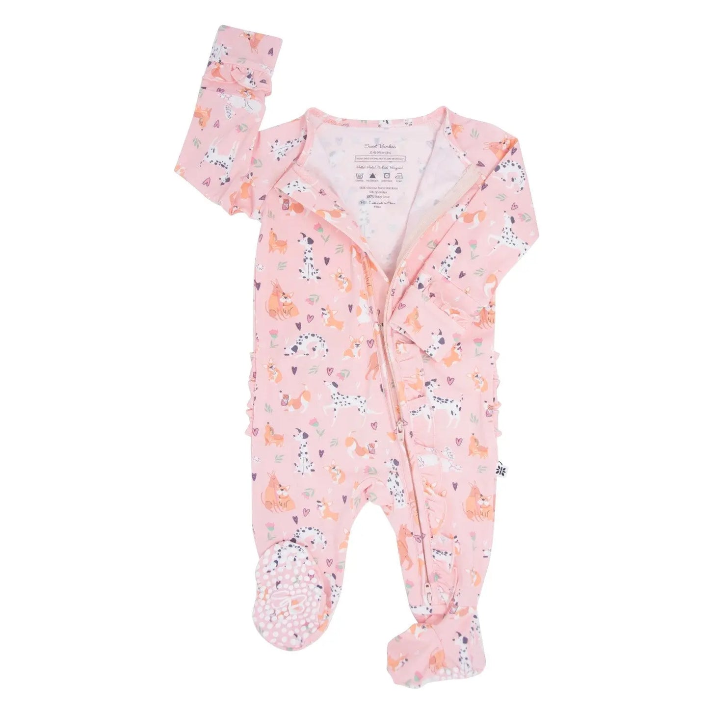 Girls/Floral Ruffle Baby Footie
