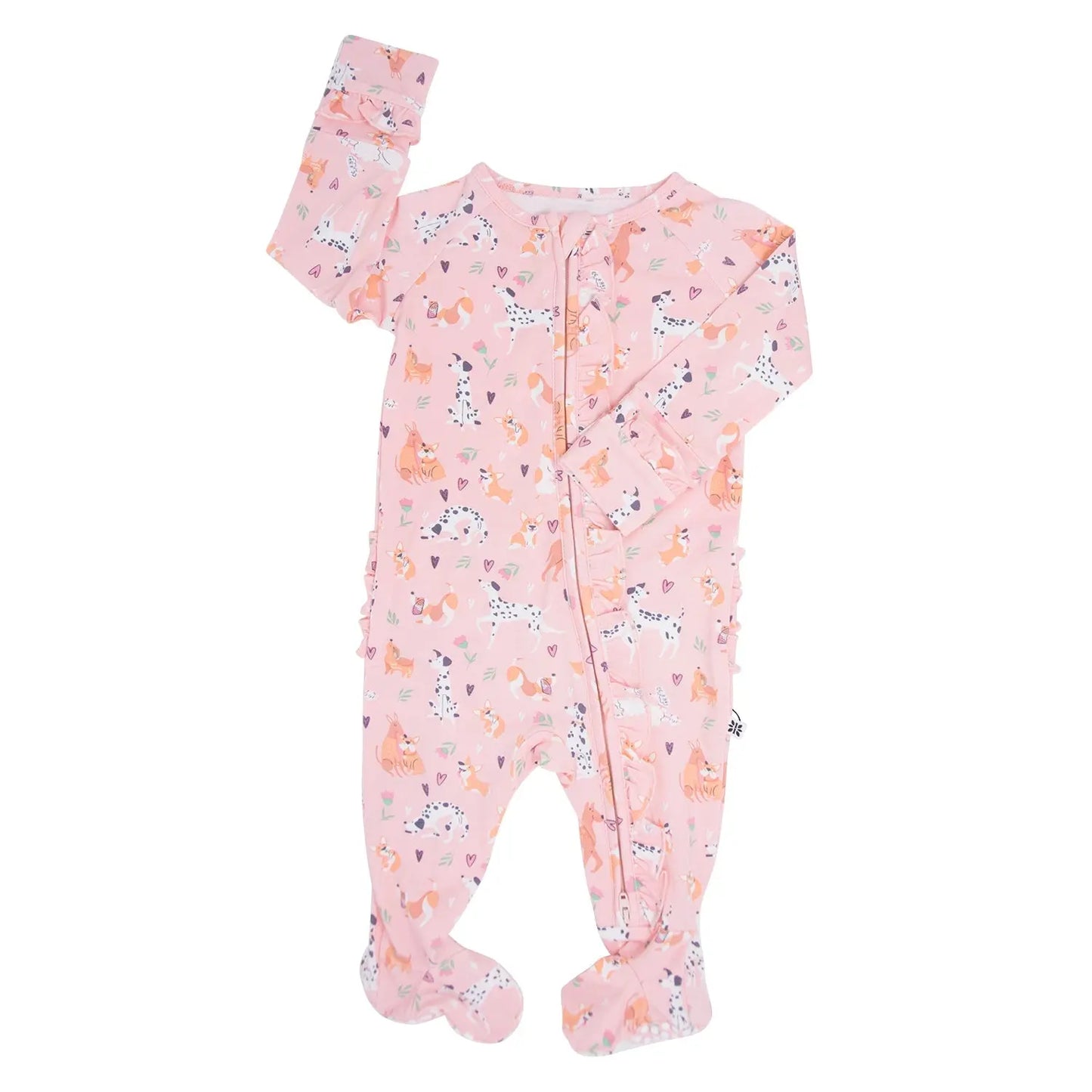 Girls/Floral Ruffle Baby Footie