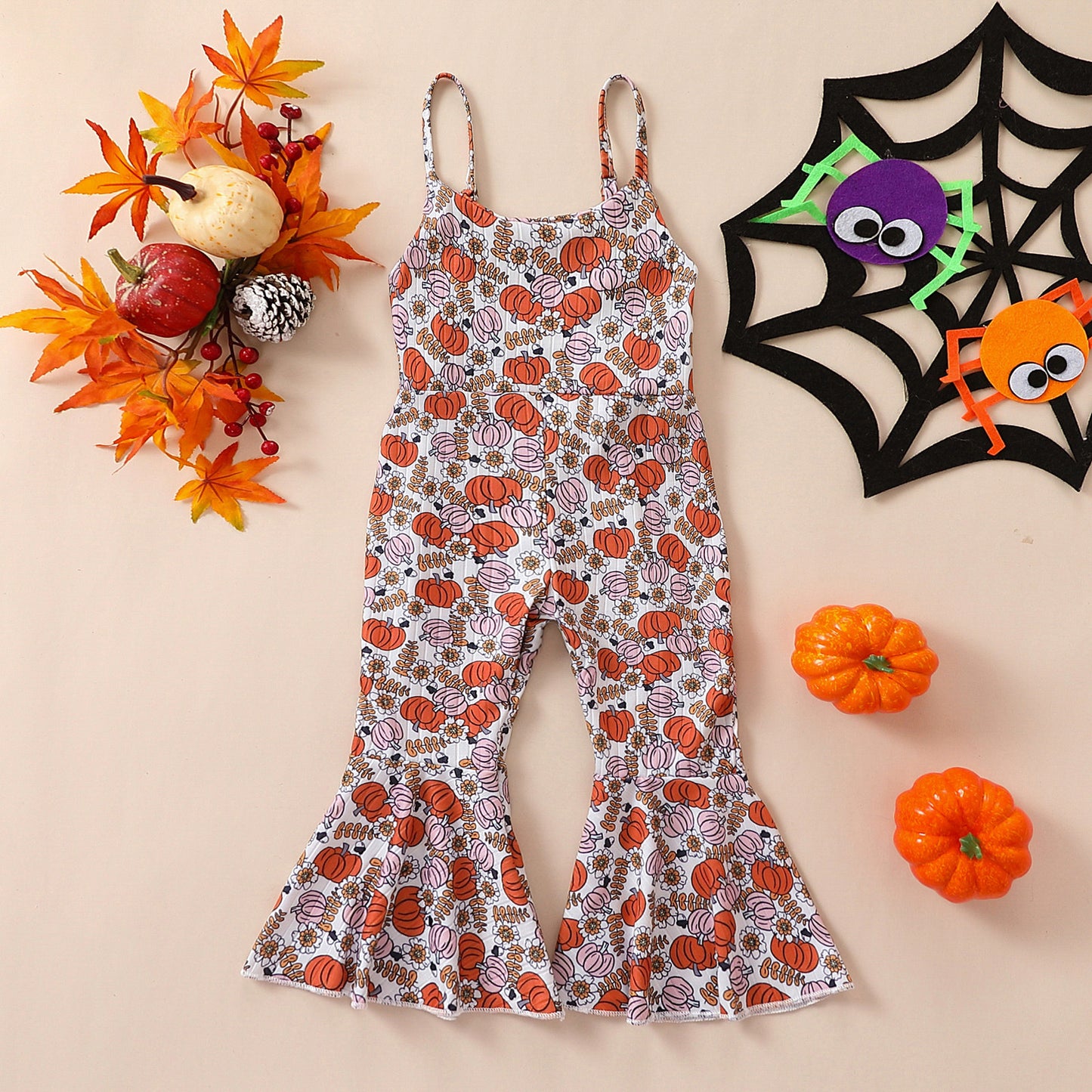 Baby Girl Halloween Pumpkin Suspender Pants