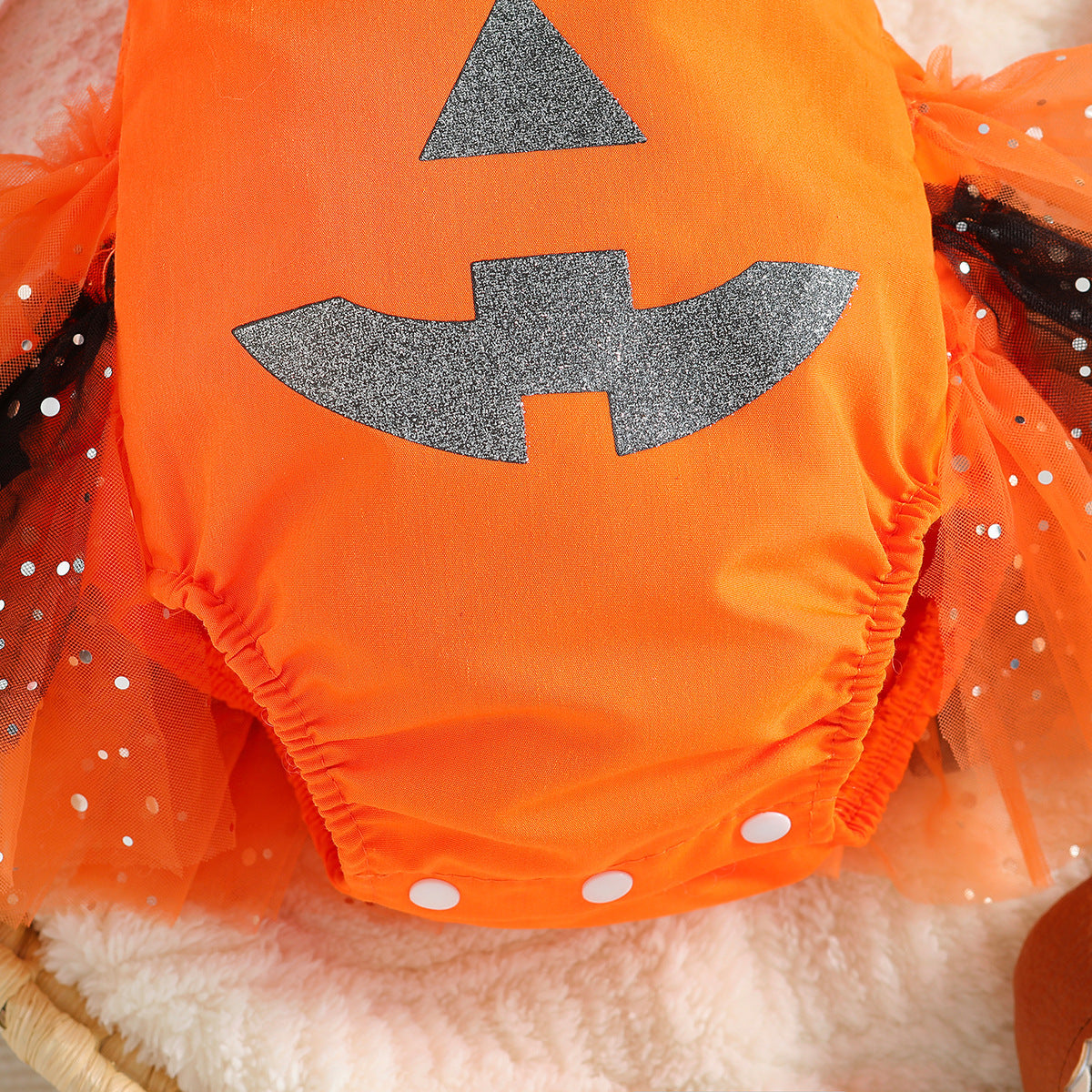 Halloween Baby Jumpsuit Children's Funny Pumpkin Mesh Romper