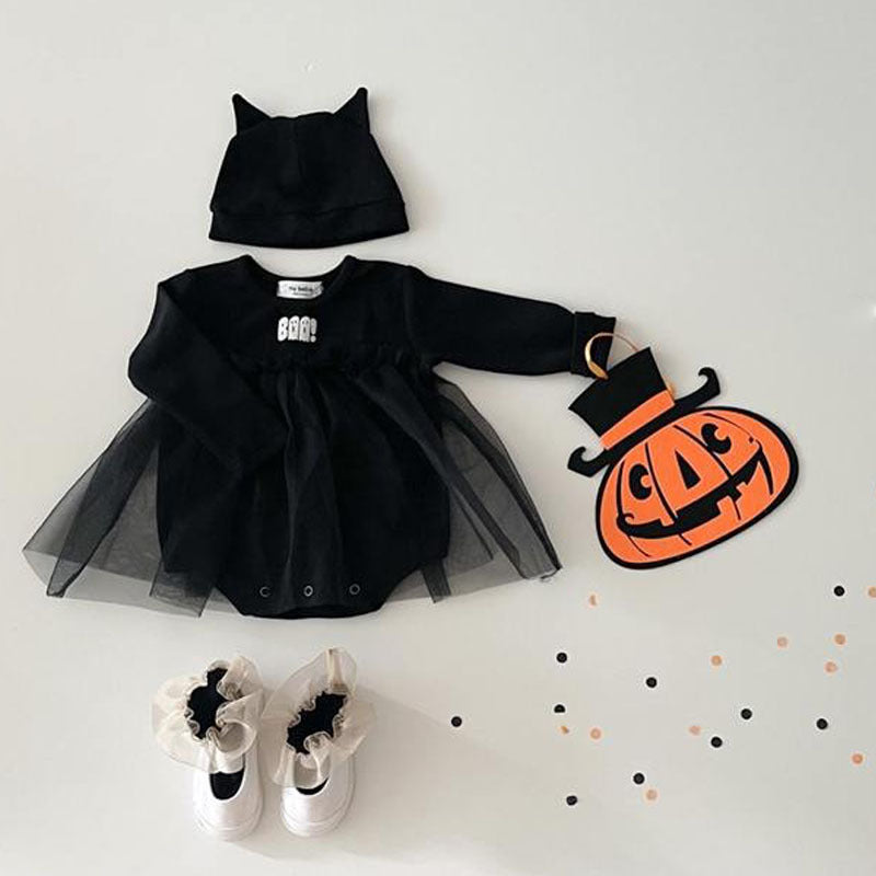 Long Sleeve Baby Crawling Suit Jumpsuit Halloween Little Ghost Print Crawling Suit Butt Wrap Clothes