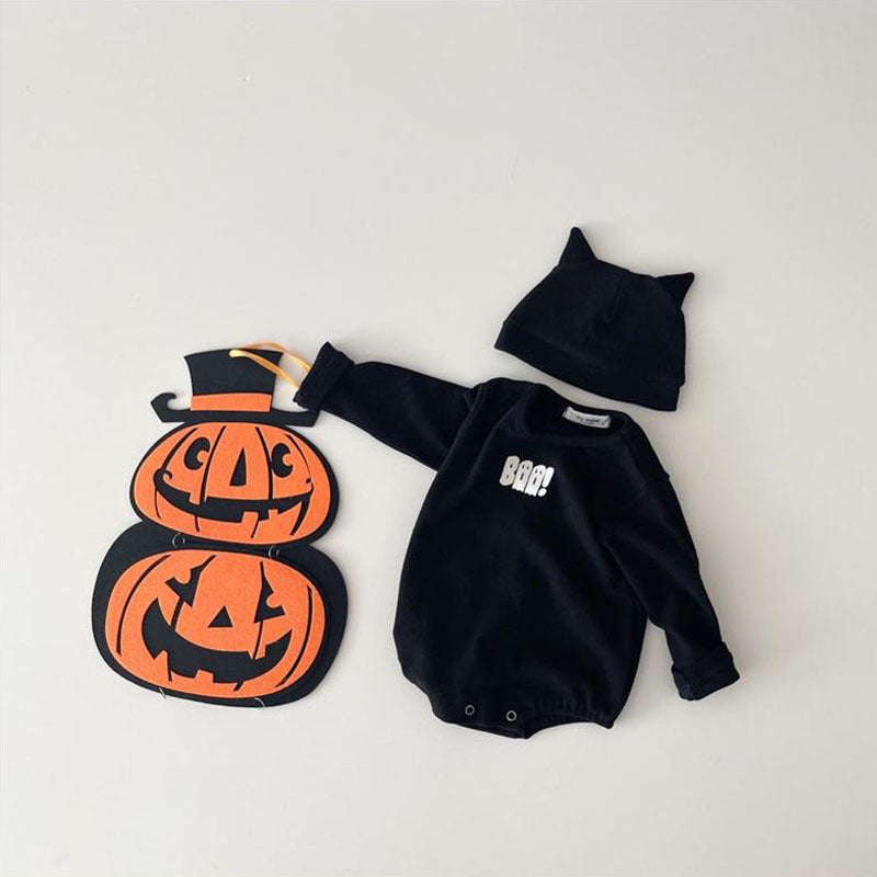 Long Sleeve Baby Crawling Suit Jumpsuit Halloween Little Ghost Print Crawling Suit Butt Wrap Clothes