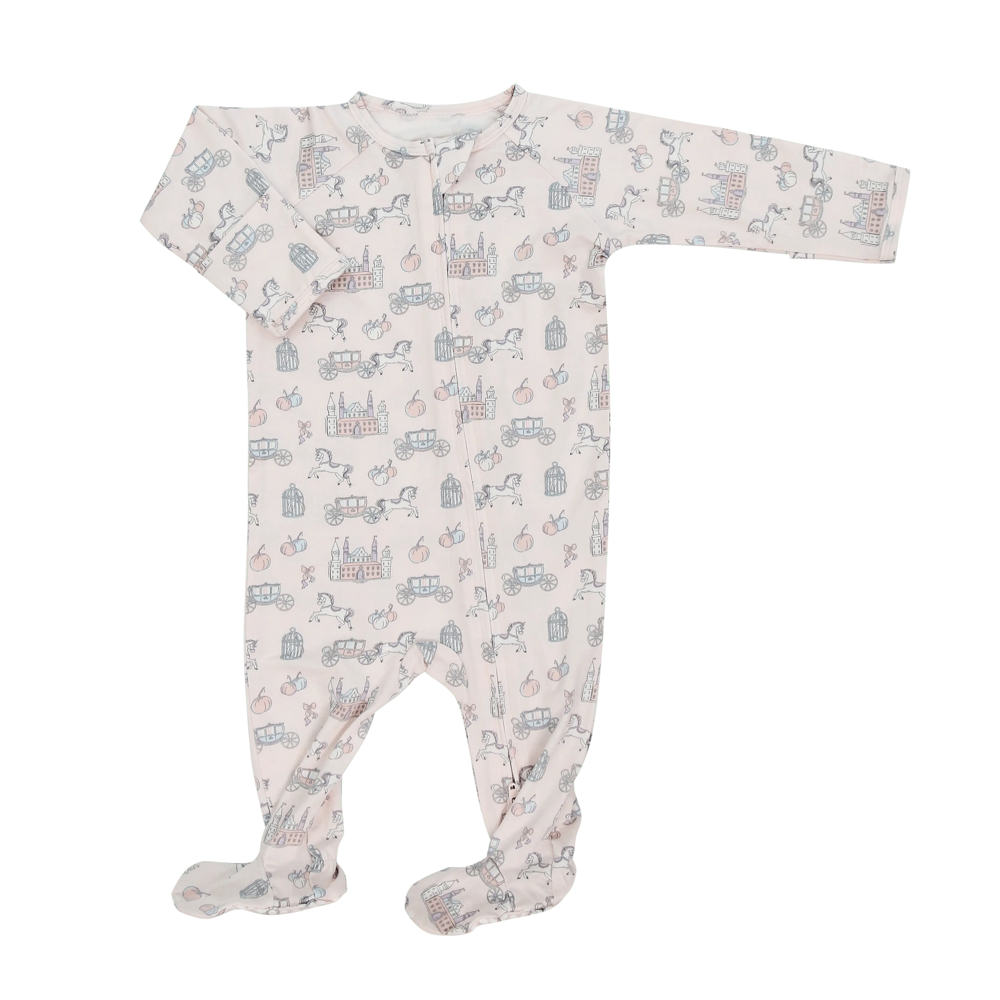 Girls/floral Bamboo Zipper Footie