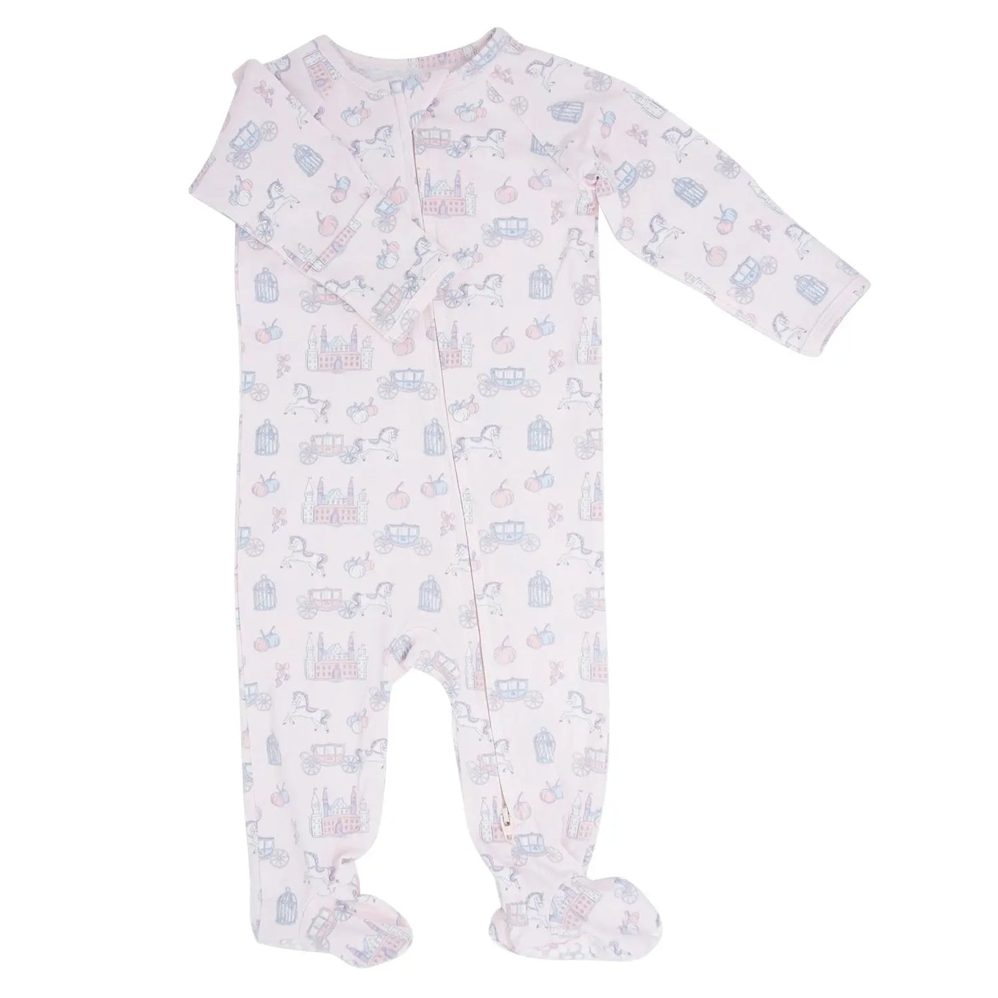 Girls/floral Bamboo Zipper Footie