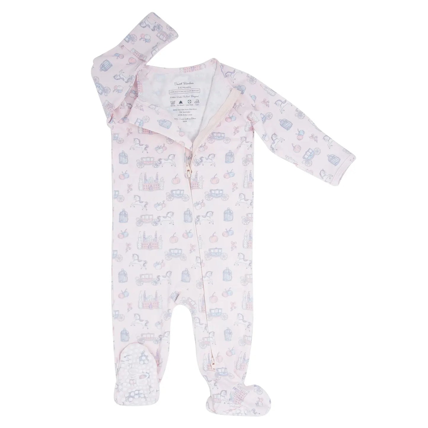 Girls/floral Bamboo Zipper Footie