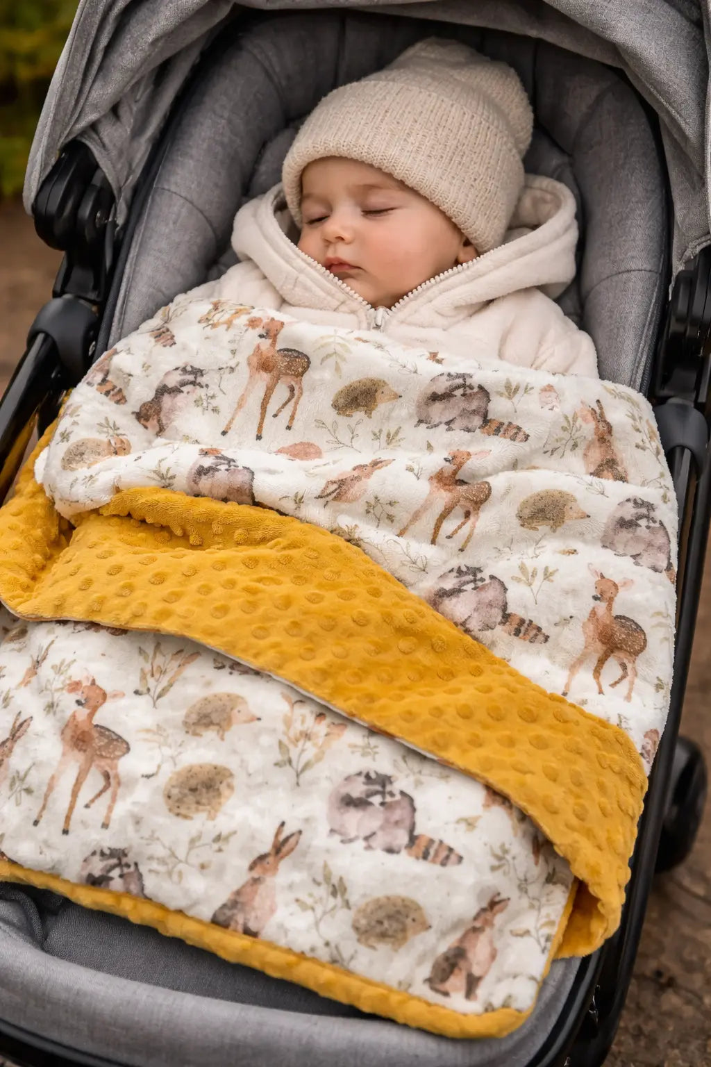 Forest Friends Minky Blanket Growing Sprouts