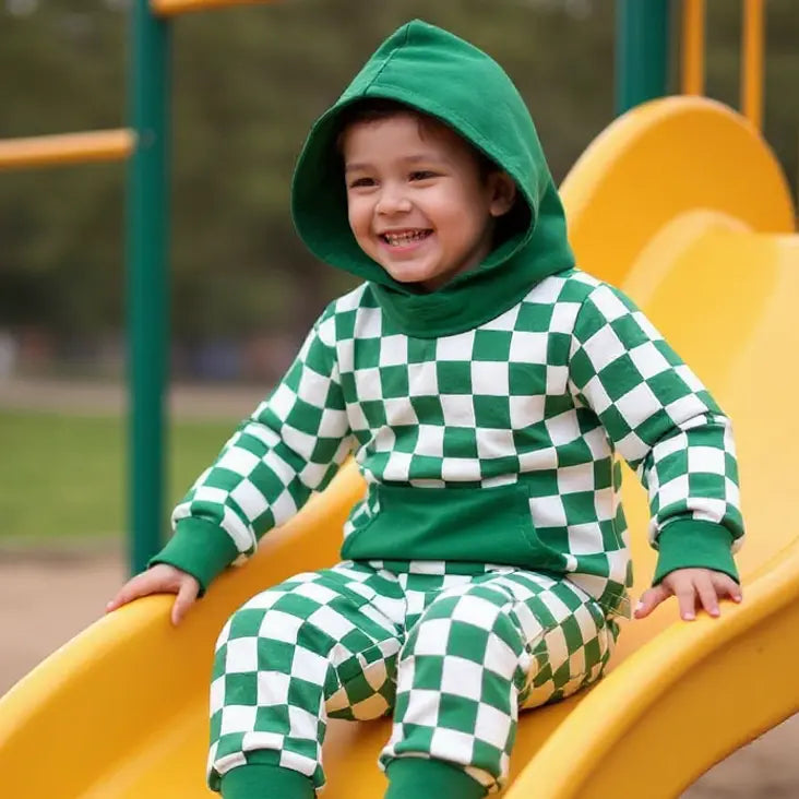 Checker Hooded Jogger Set