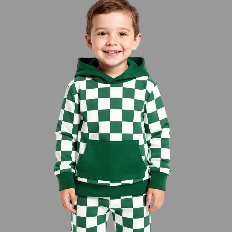 Checker Hooded Jogger Set