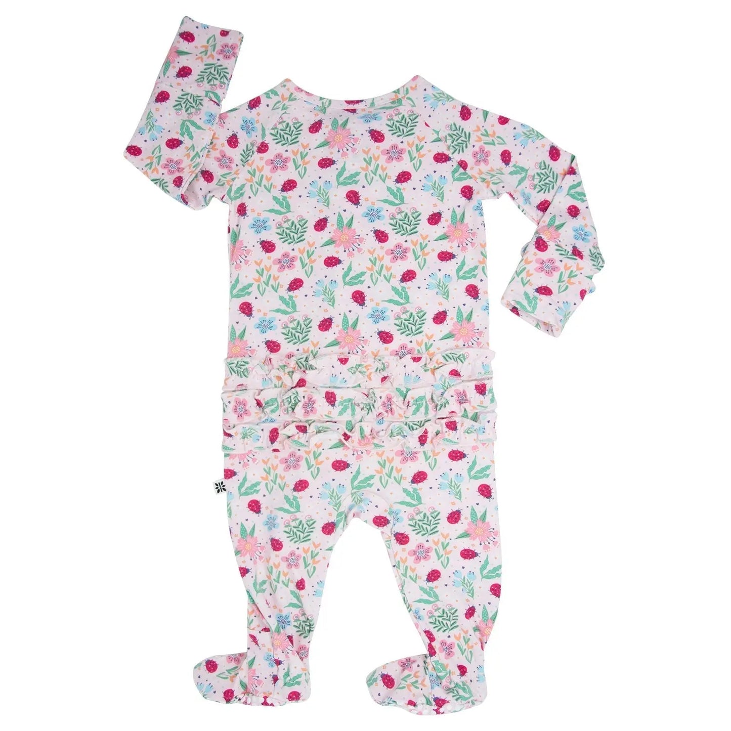 Girls/Floral Ruffle Baby Footie