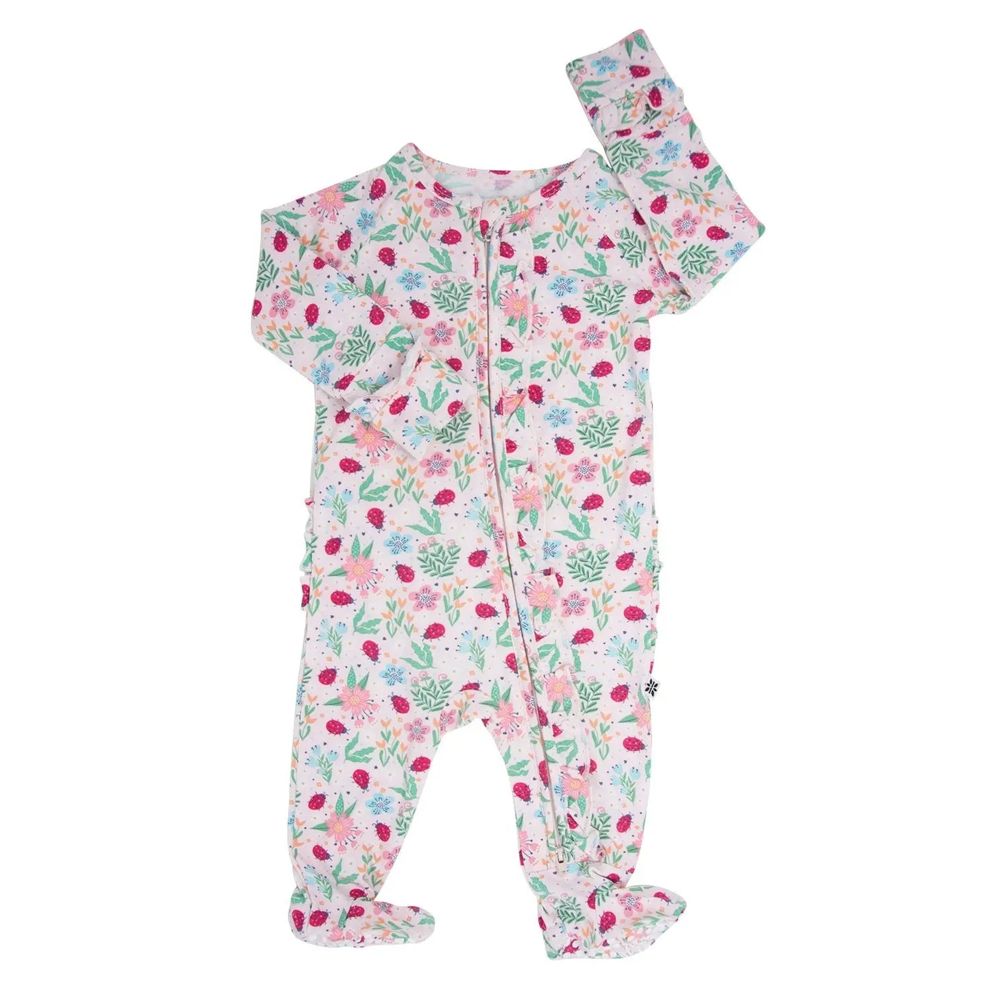 Girls/Floral Ruffle Baby Footie
