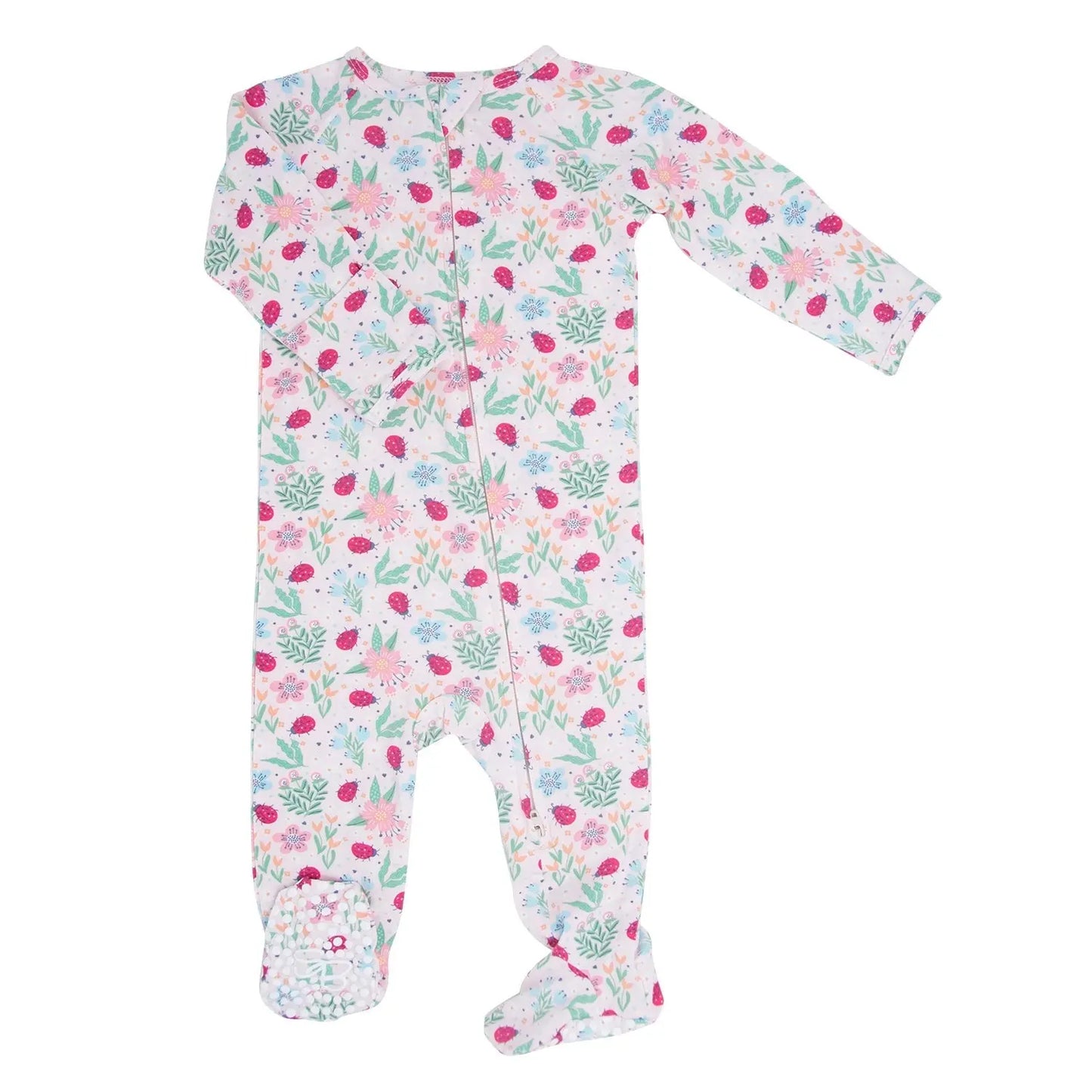 Girls/floral Bamboo Zipper Footie