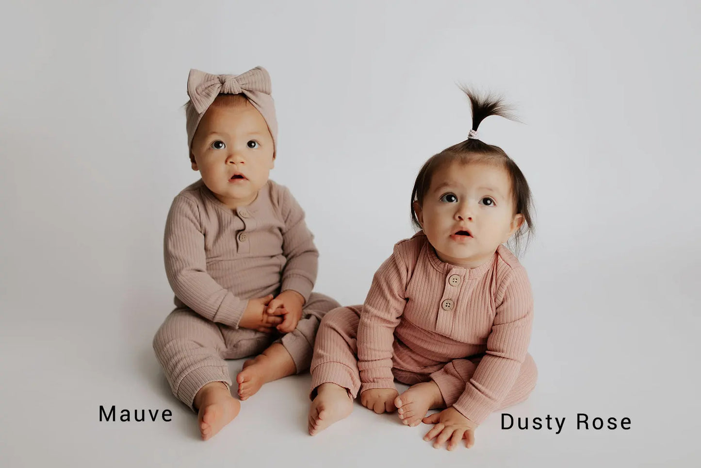 Mauve Baby Ribbed Playsuit with pockets Three Little Tots