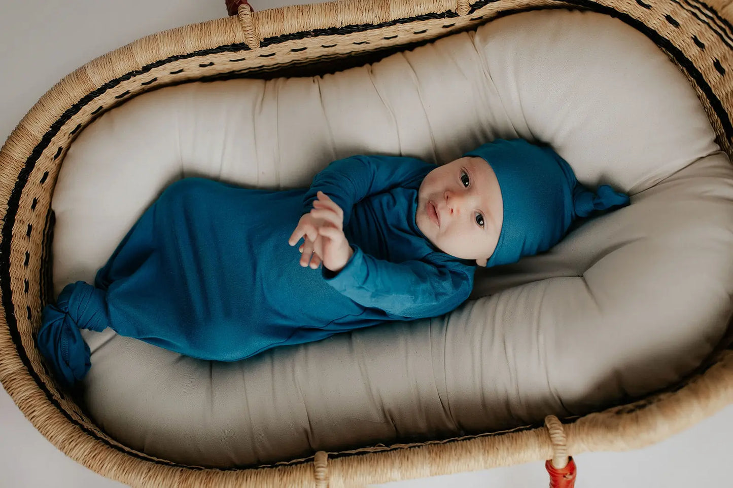 Blue Knotted Newborn Baby Gown Three Little Tots