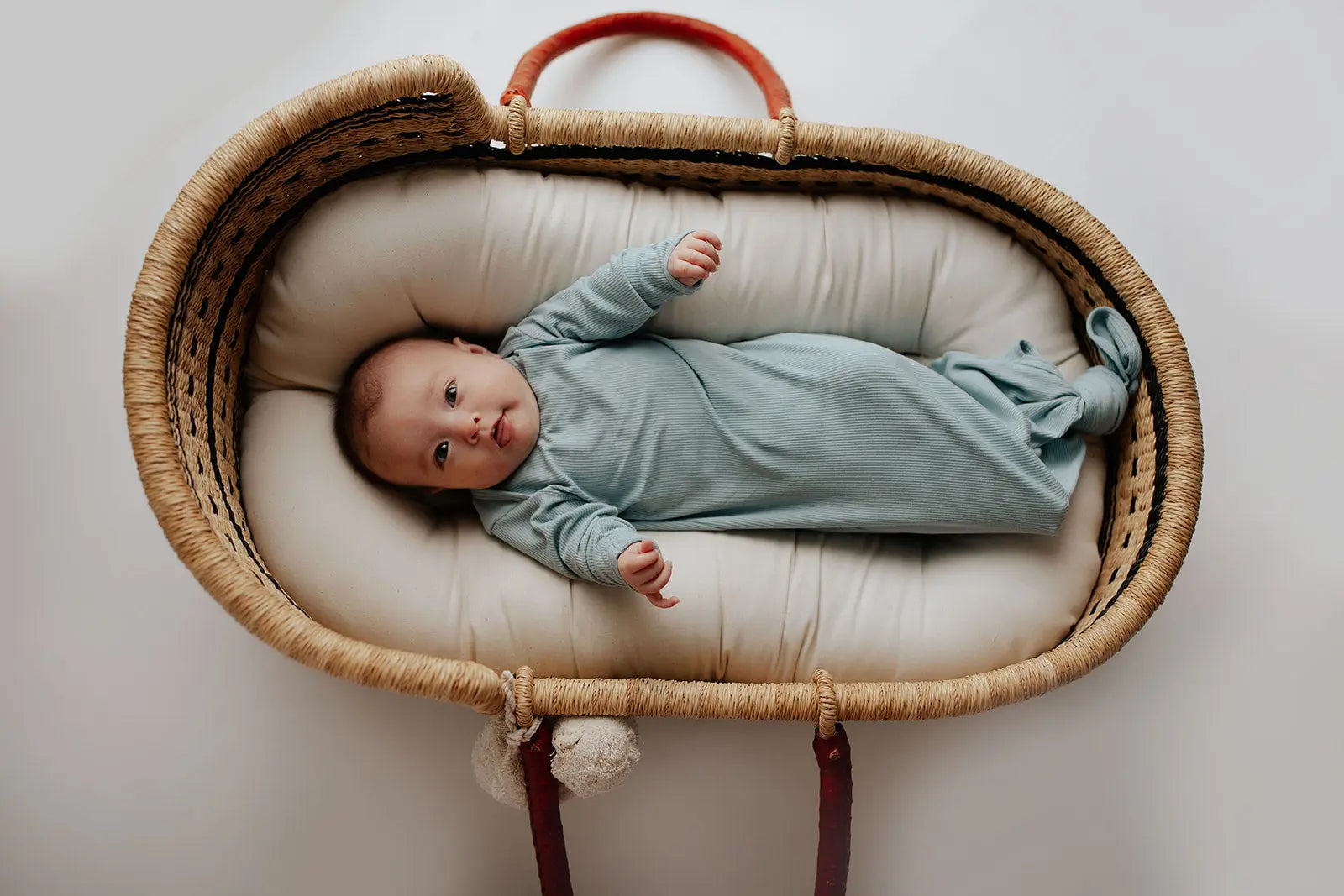 Blue Bird Ribbed Knotted Newborn Gown Three Little Tots