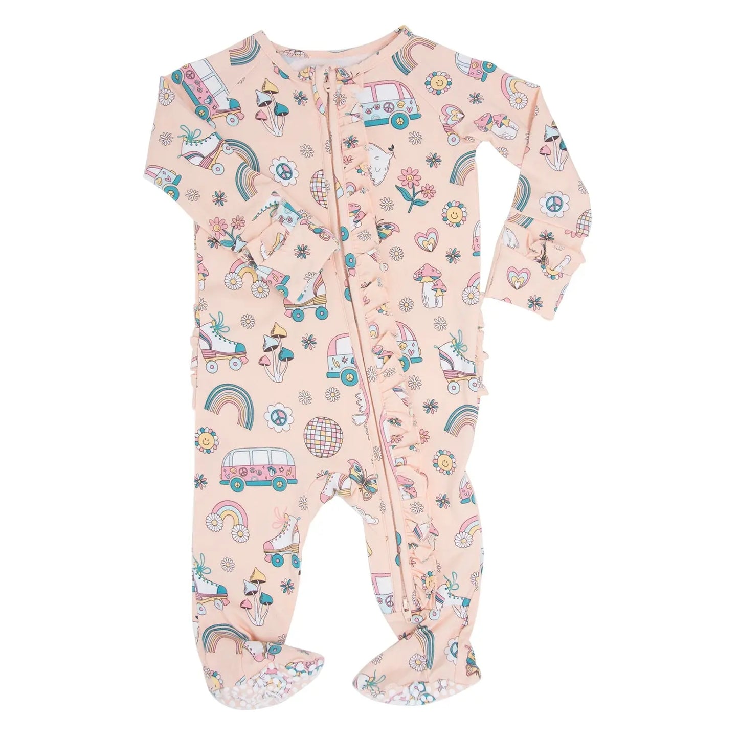 Girls/Floral Ruffle Baby Footie
