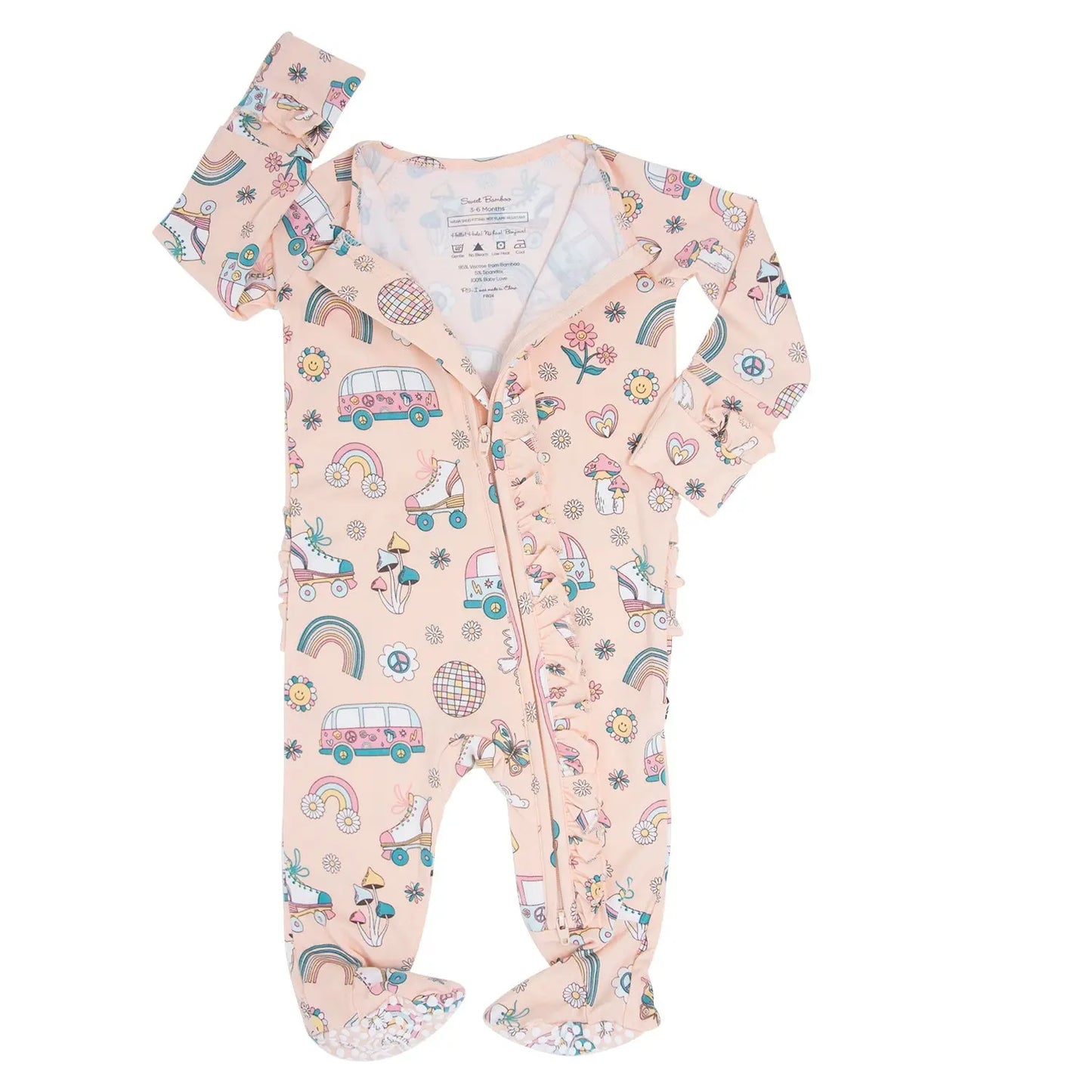 Girls/Floral Ruffle Baby Footie