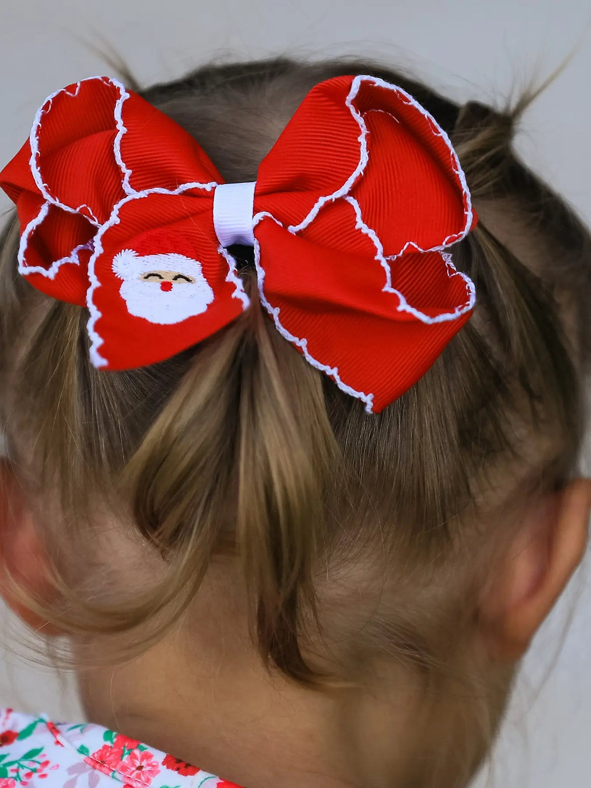 Winter Christmas Santa Hair Clip 4.3inch Rylee Faith Designs