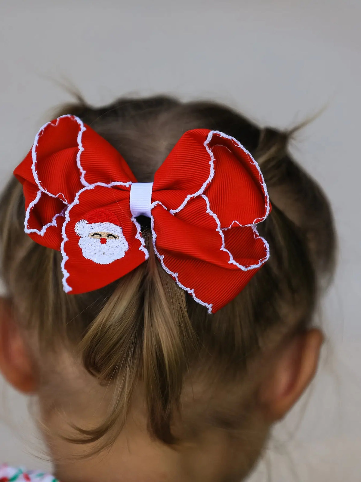 Winter Christmas Santa Hair Clip 4.3inch Rylee Faith Designs