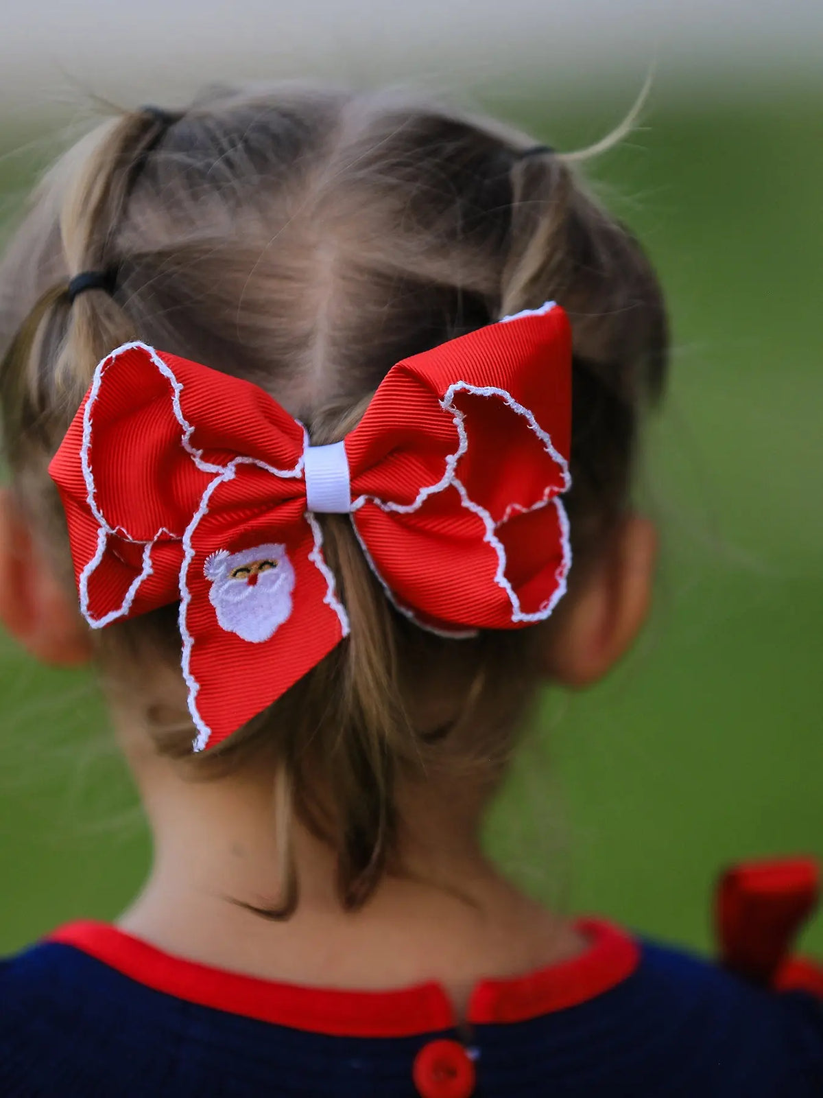 Winter Christmas Santa Hair Clip 4.3inch Rylee Faith Designs