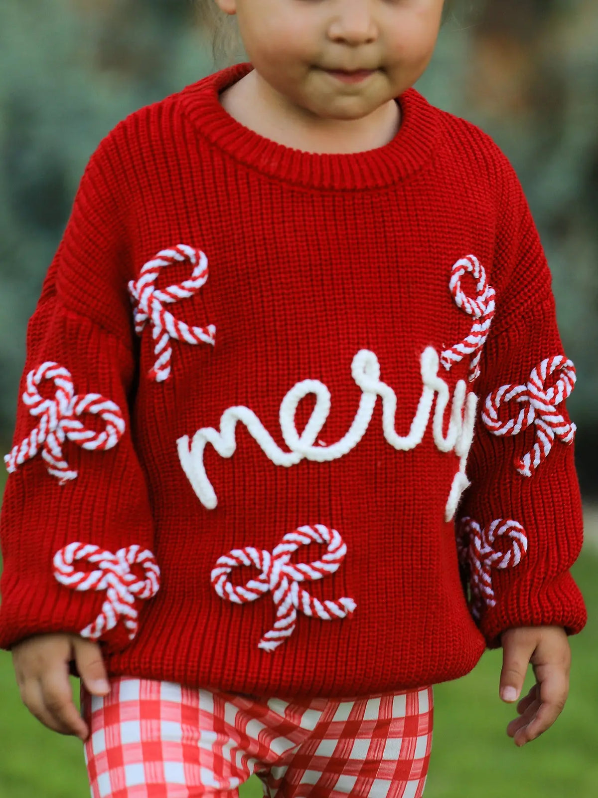 Mom and Me Winter Christmas Red "merry" Pullover Sweater Rylee Faith Designs