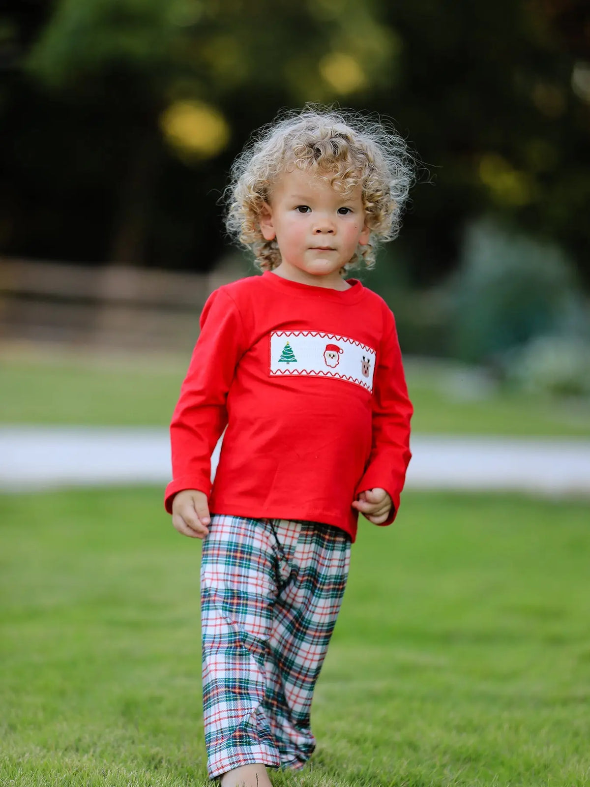 Christmas Plaid Smocking Embroidered Boys Set Rylee Faith Designs