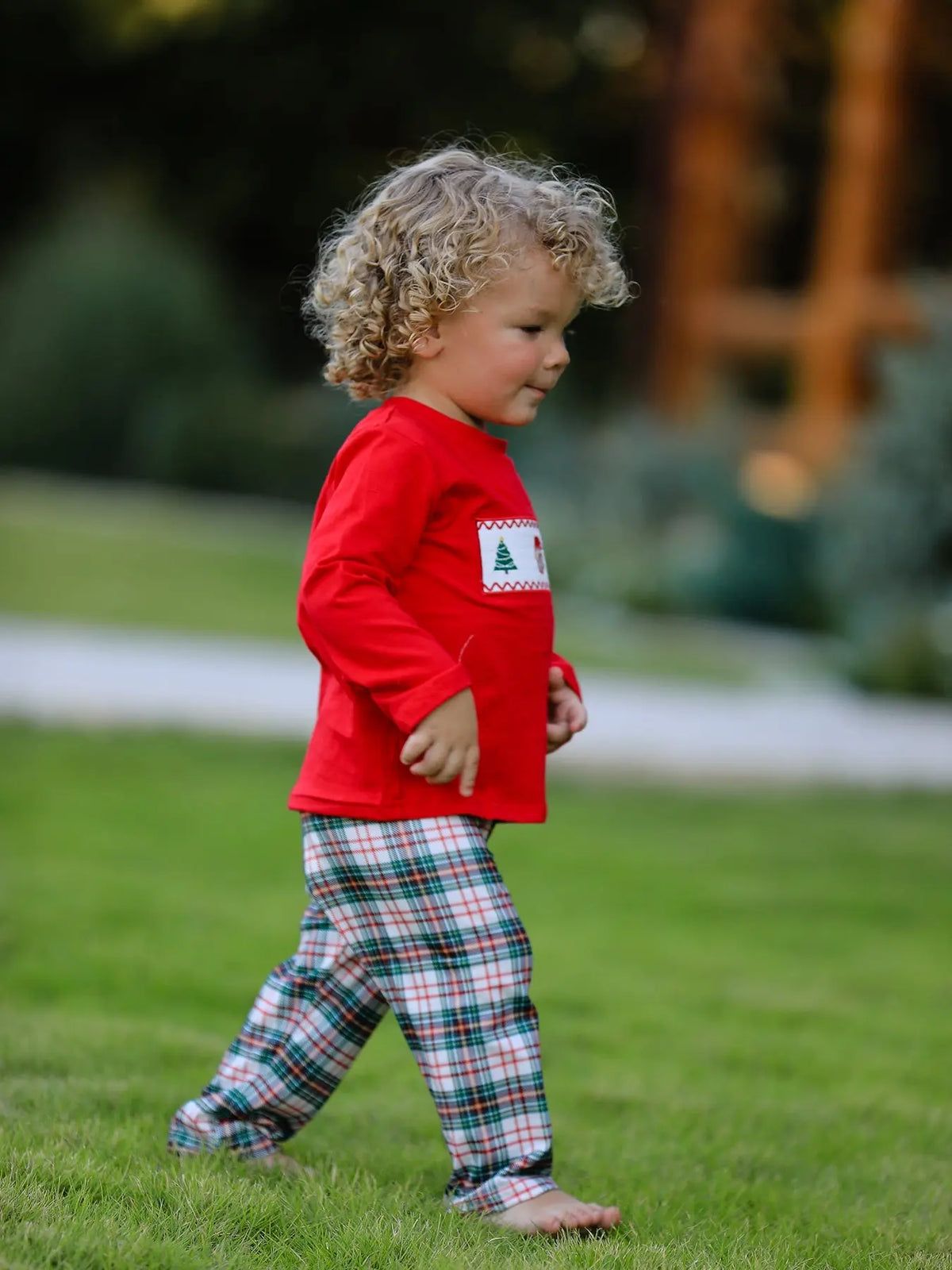 Christmas Plaid Smocking Embroidered Boys Set Rylee Faith Designs