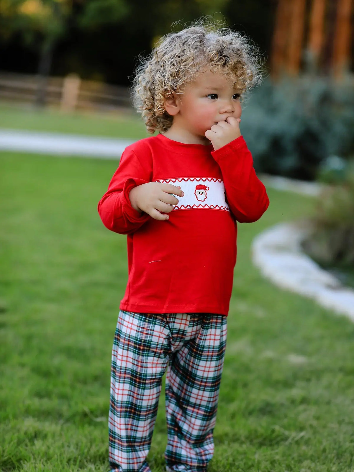 Christmas Plaid Smocking Embroidered Boys Set Rylee Faith Designs