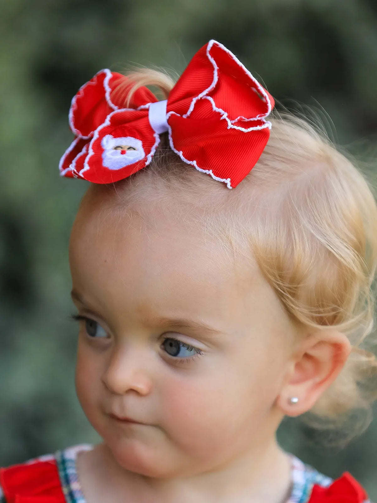 Winter Christmas Santa Hair Clip 4.3inch Rylee Faith Designs