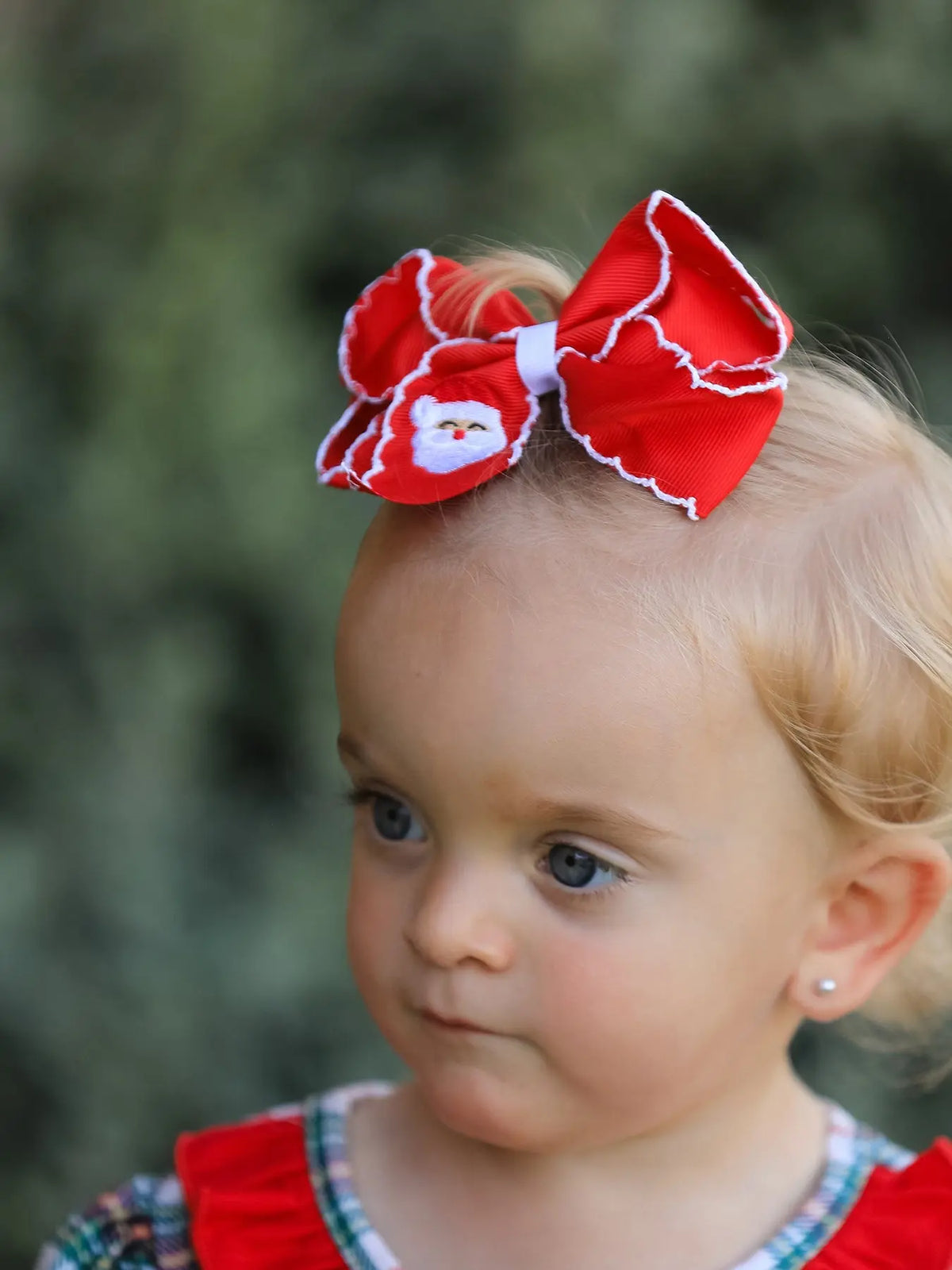 Winter Christmas Santa Hair Clip 4.3inch Rylee Faith Designs