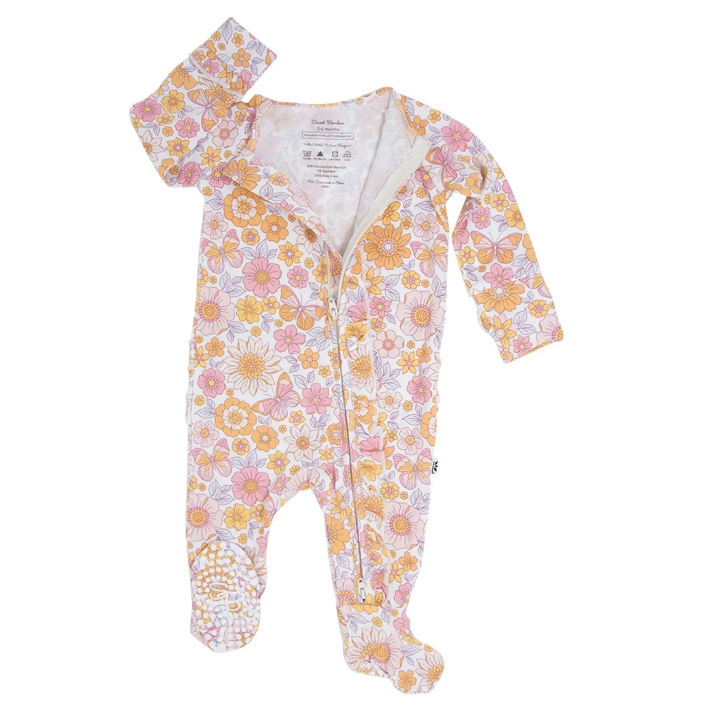 Girls/Floral Ruffle Baby Footie
