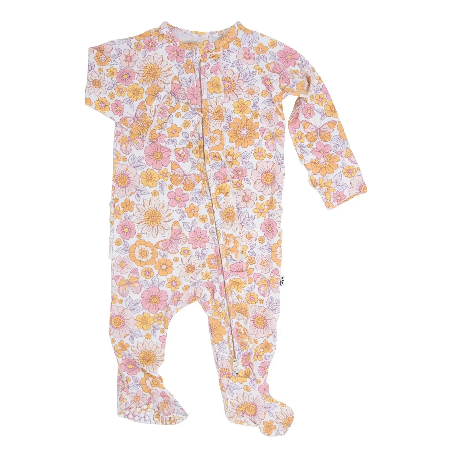 Girls/Floral Ruffle Baby Footie