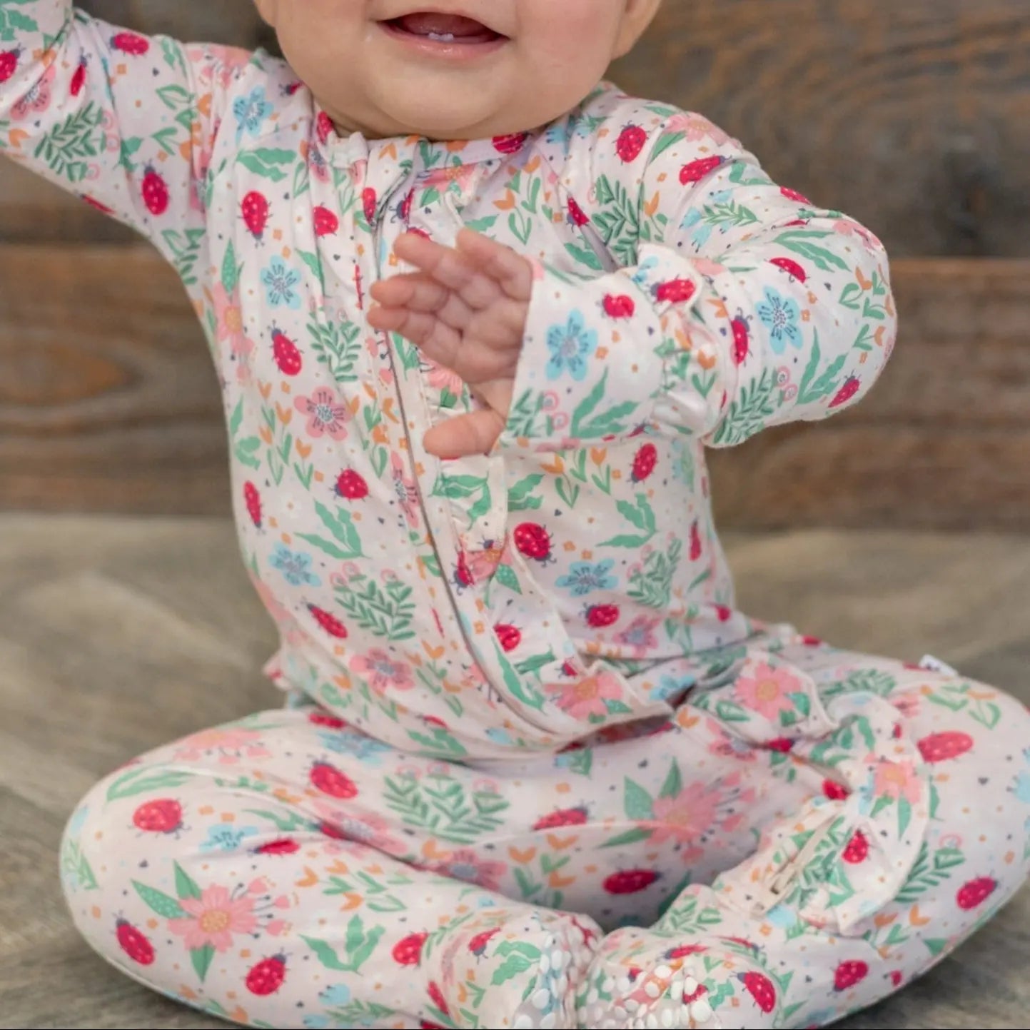 Girls/Floral Ruffle Baby Footie