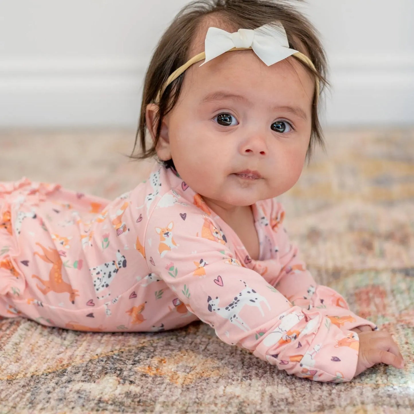 Girls/Floral Ruffle Baby Footie