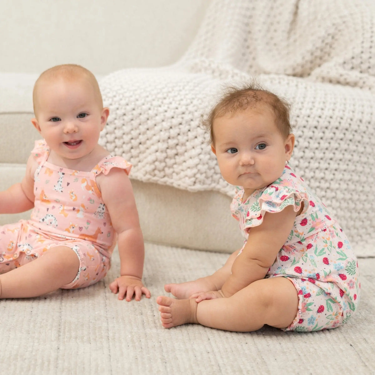 Ruffle & Flutter Sleeve Rompers · Girls