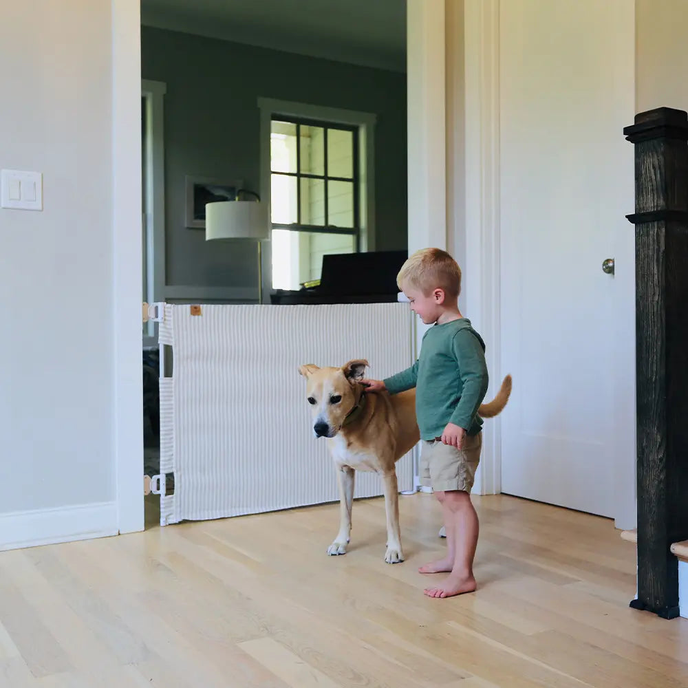 Milliken® Fabric Baby & Pet Safety Gate – Indoor/Outdoor, Durable & Stylish | fit openings from 27.6" to 55" wide and stand 33"