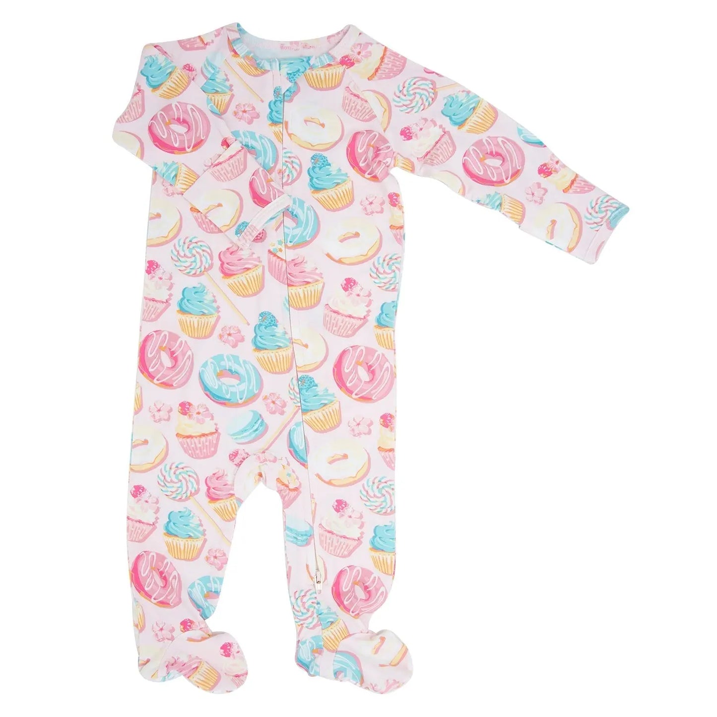 Girls/floral Bamboo Zipper Footie