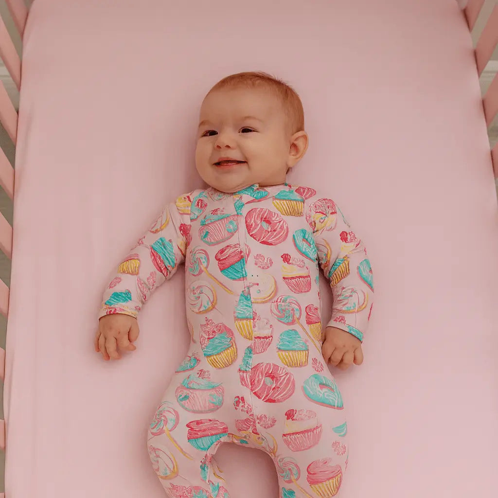 Girls/floral Bamboo Zipper Footie