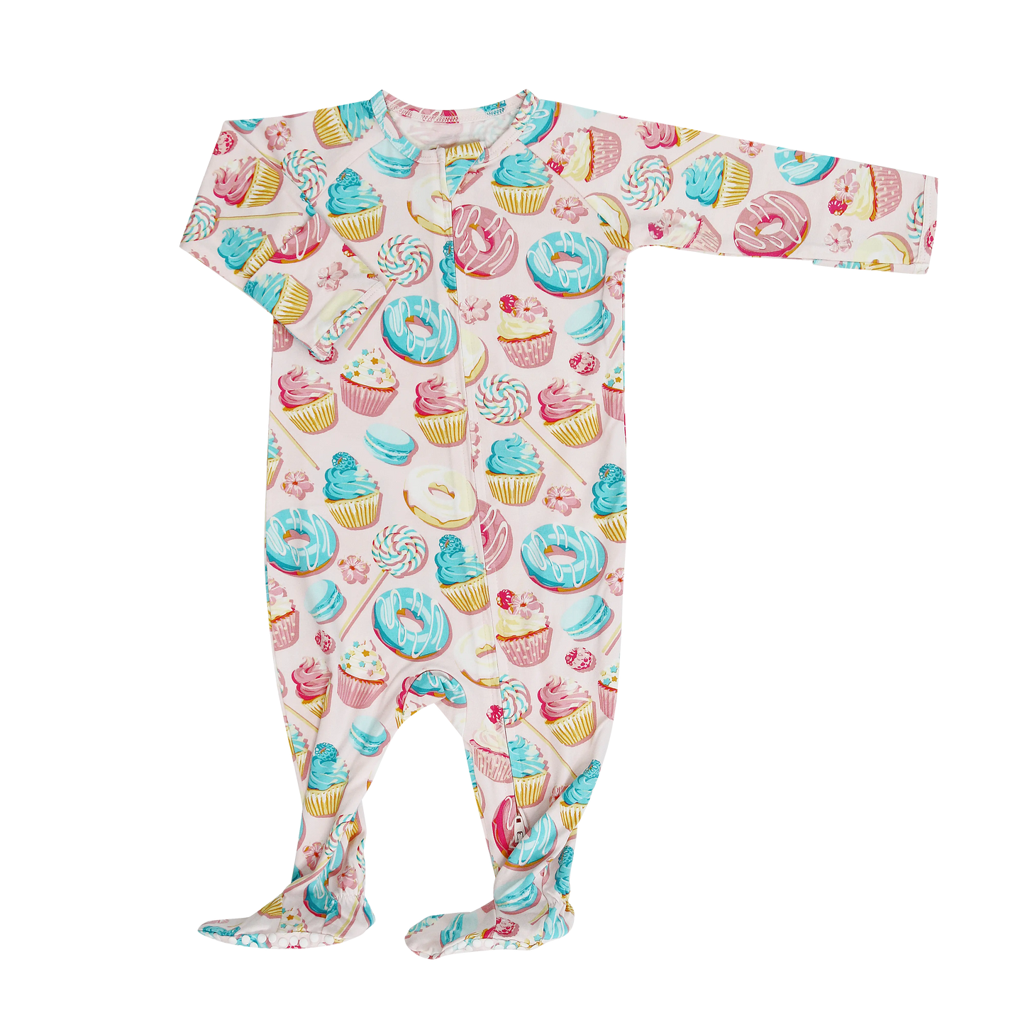 Girls/floral Bamboo Zipper Footie