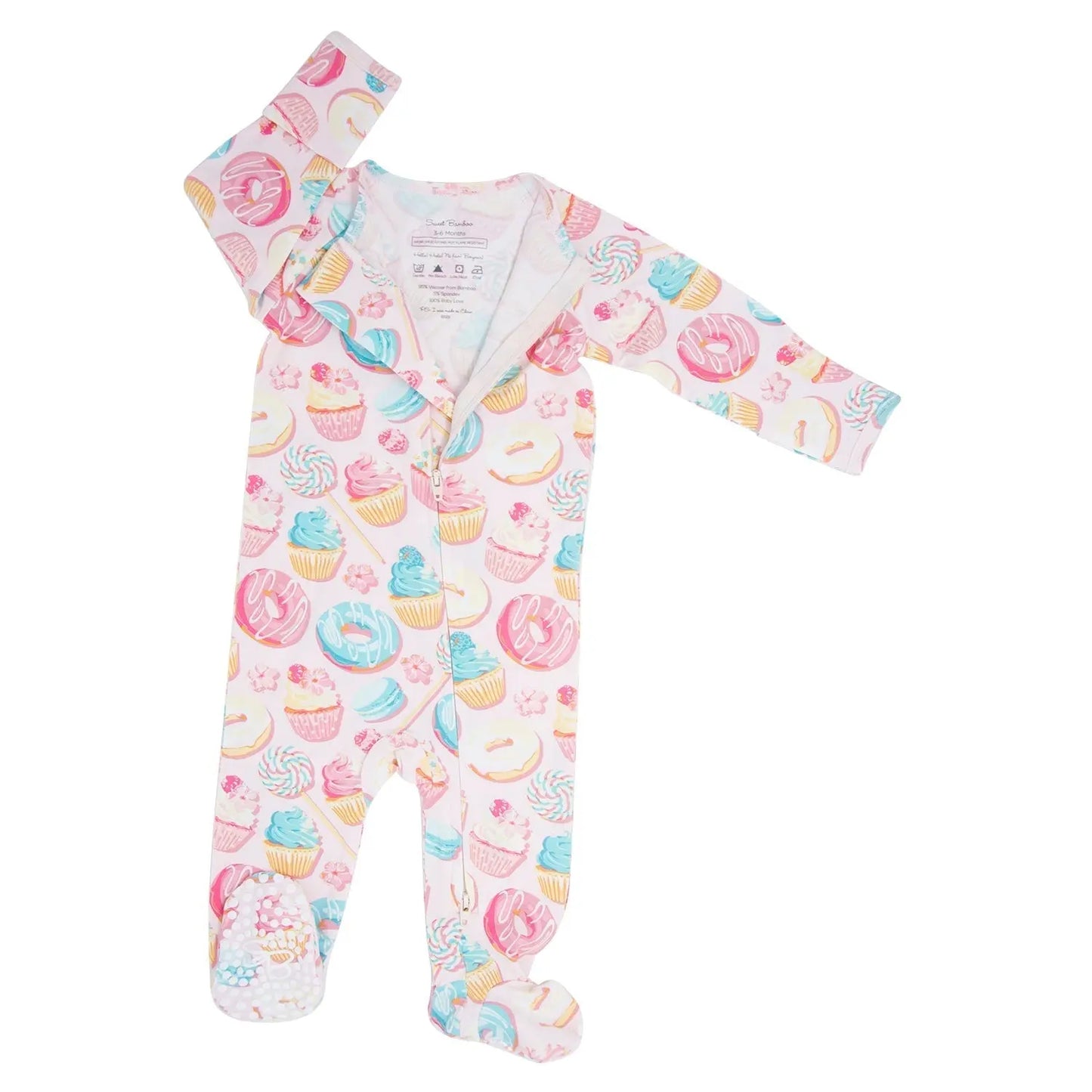 Girls/floral Bamboo Zipper Footie