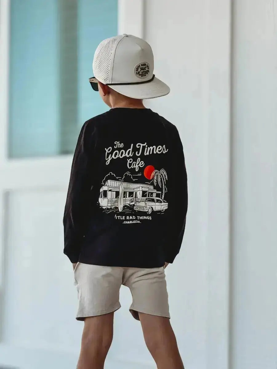 THE GOOD TIMES CAFE LONG SLEEVE - SOLID BLACK LITTLE RAD THINGS