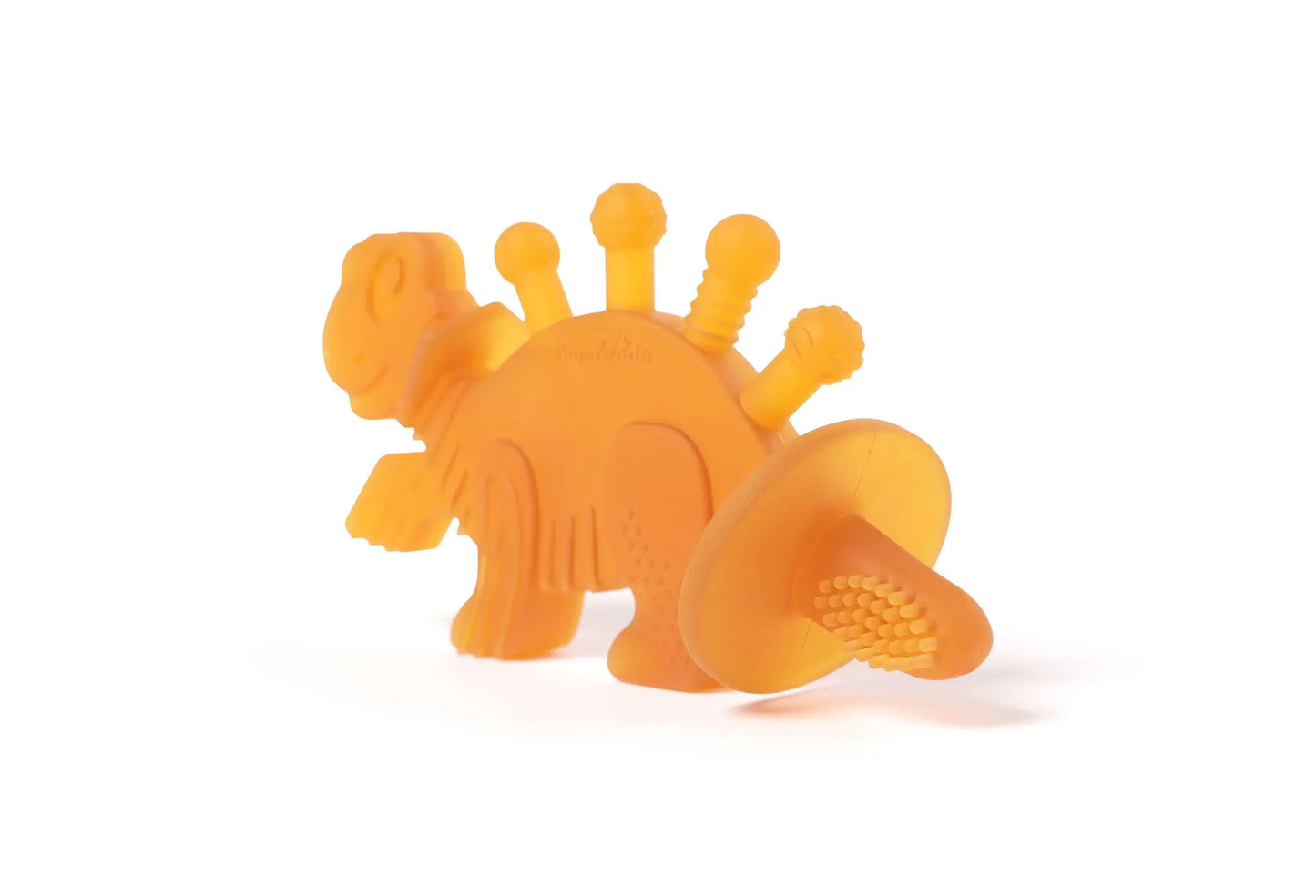 Dibly Baltic Amber & Natural Rubber Dinosaur Teether with Toothbrush Tail