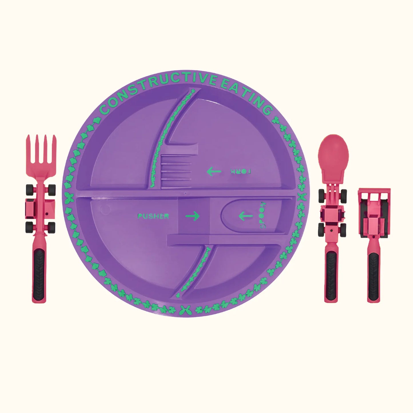 Combinación de utensilios y plato