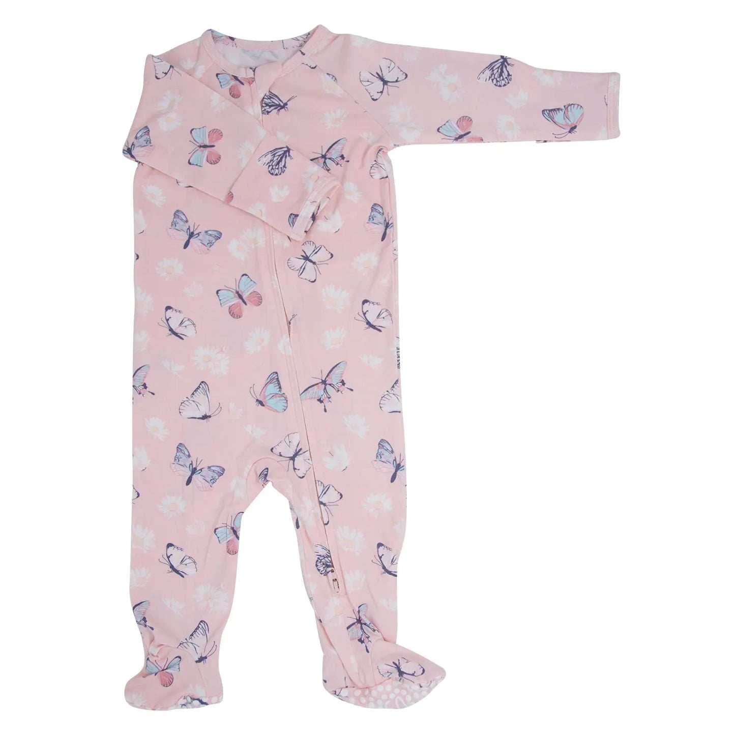 Girls/floral Bamboo Zipper Footie