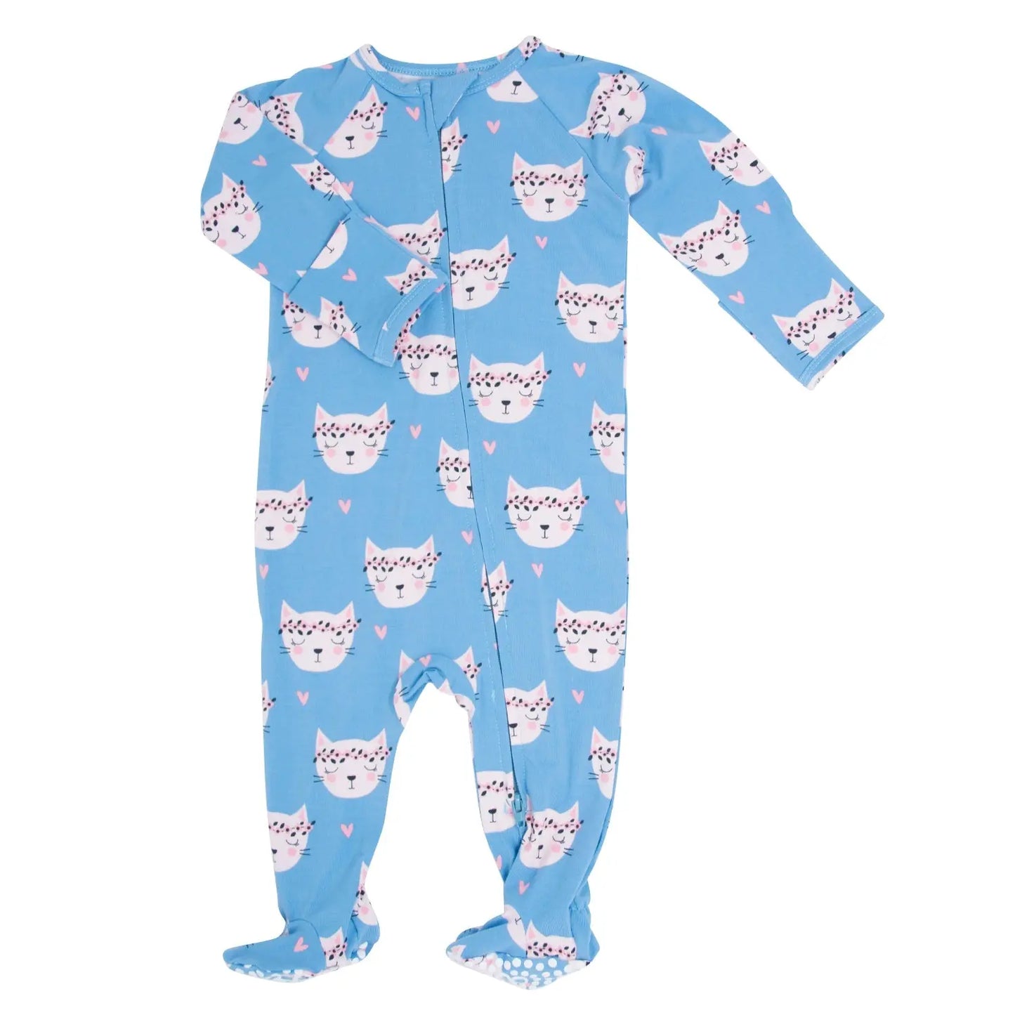 Girls/floral Bamboo Zipper Footie